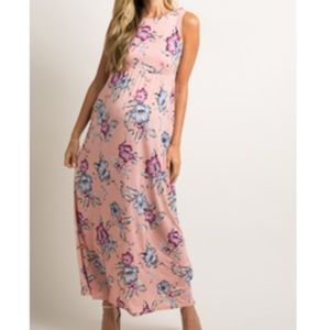 Pink Blush Maternity Floral Maxi with Pockets